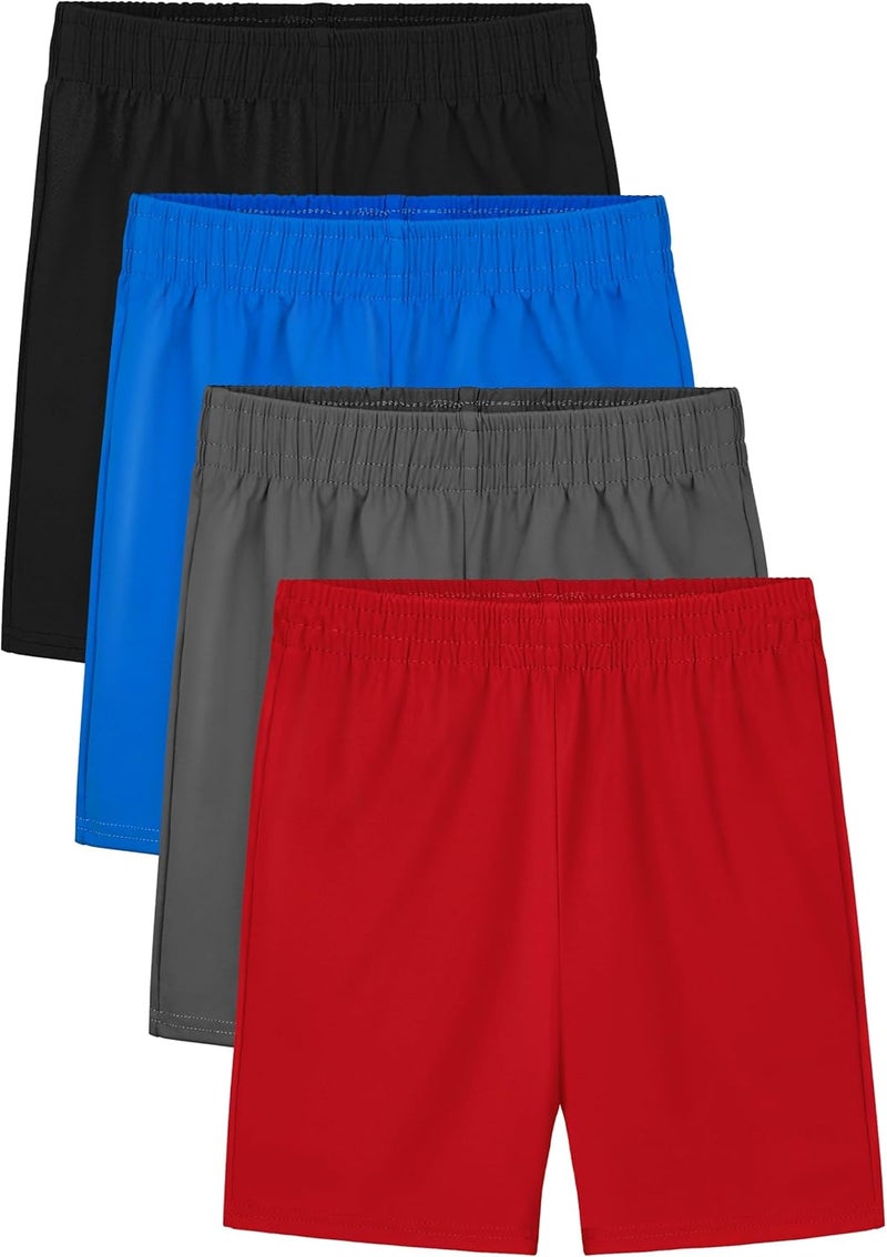 Resinta 4 Pack Toddler Boy Shorts Elastic Waist Boys Athletic Basketball Soccer Shorts Summer Pull-On Comfort for Playwear - Image 1